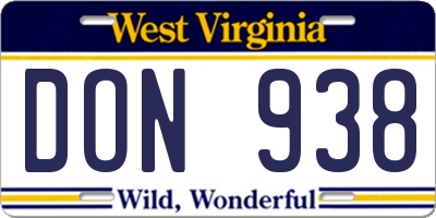 WV license plate DON938
