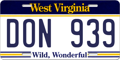 WV license plate DON939