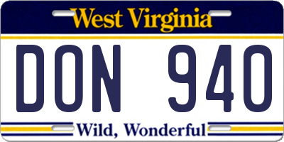 WV license plate DON940