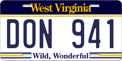 WV license plate DON941