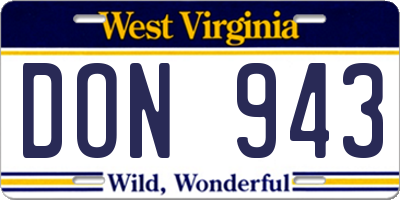 WV license plate DON943