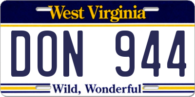 WV license plate DON944