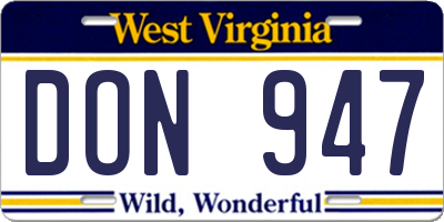 WV license plate DON947