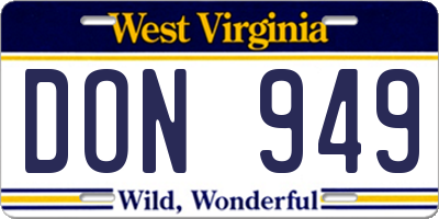 WV license plate DON949