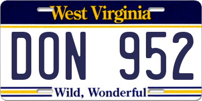 WV license plate DON952