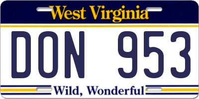 WV license plate DON953