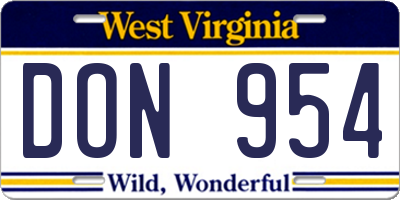 WV license plate DON954