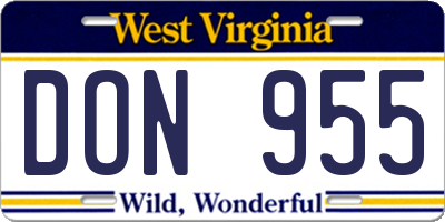 WV license plate DON955