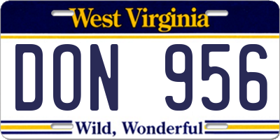 WV license plate DON956