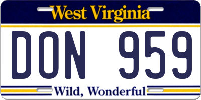 WV license plate DON959