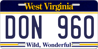 WV license plate DON960