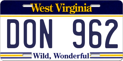 WV license plate DON962