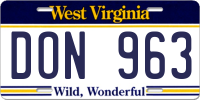 WV license plate DON963