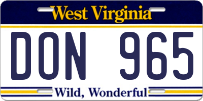 WV license plate DON965