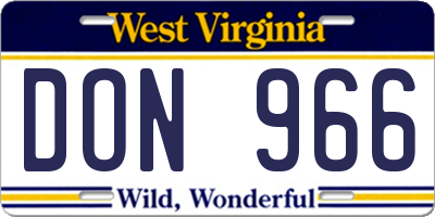 WV license plate DON966