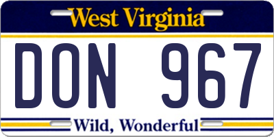 WV license plate DON967