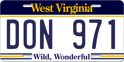 WV license plate DON971