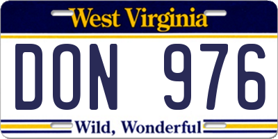 WV license plate DON976