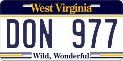WV license plate DON977