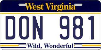 WV license plate DON981