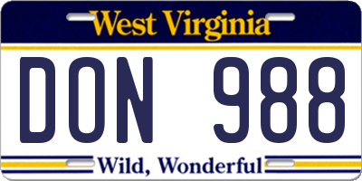 WV license plate DON988