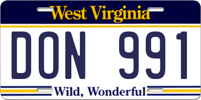 WV license plate DON991