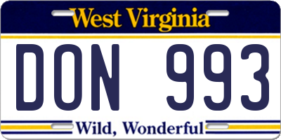 WV license plate DON993