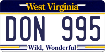 WV license plate DON995