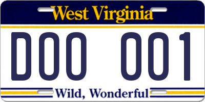 WV license plate DOO001