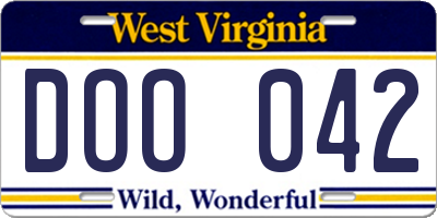 WV license plate DOO042