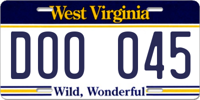 WV license plate DOO045