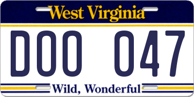 WV license plate DOO047