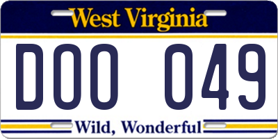 WV license plate DOO049