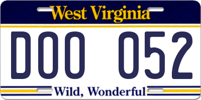 WV license plate DOO052