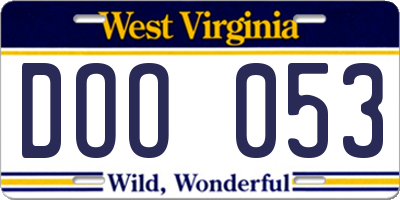 WV license plate DOO053