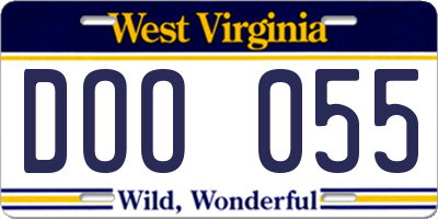 WV license plate DOO055