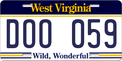 WV license plate DOO059