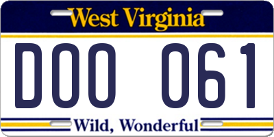 WV license plate DOO061