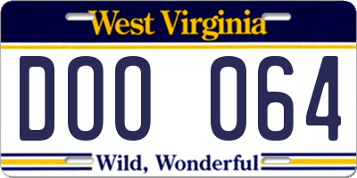 WV license plate DOO064