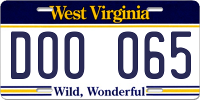WV license plate DOO065