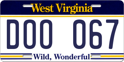 WV license plate DOO067