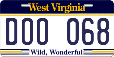 WV license plate DOO068