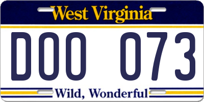 WV license plate DOO073