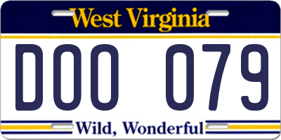 WV license plate DOO079