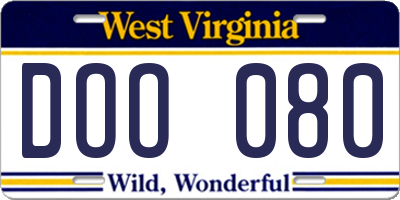 WV license plate DOO080