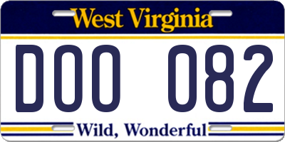 WV license plate DOO082