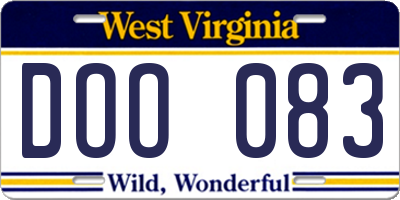 WV license plate DOO083