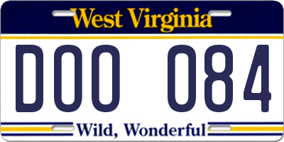WV license plate DOO084
