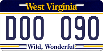 WV license plate DOO090