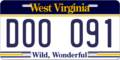 WV license plate DOO091
